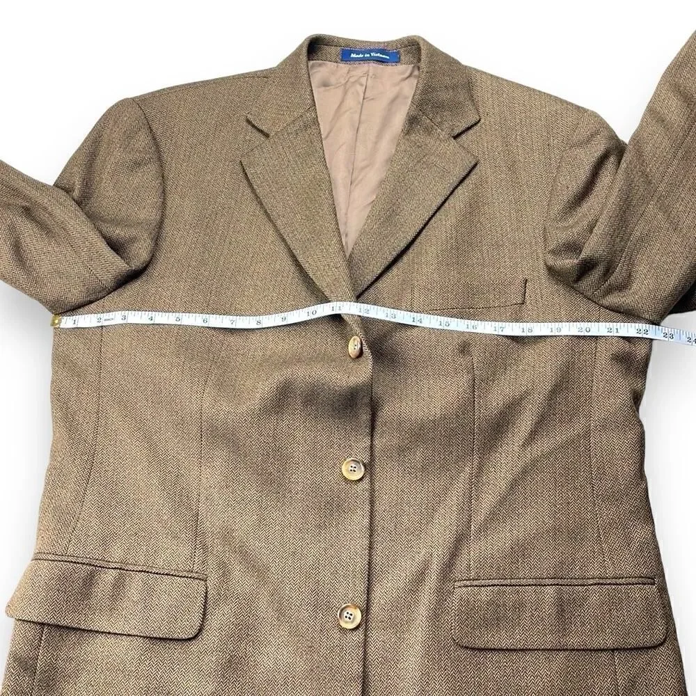 Alan Flusser Sports‎ Coat Mens 42R Brown Knit Wool Blazer